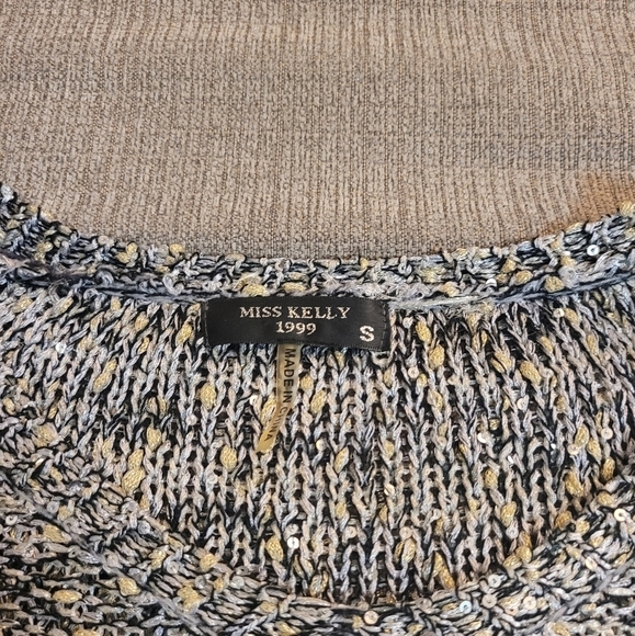 Miss Kelly 1999 Knit Sequin Boho Shiny Sweater Size Small Metallic - Picture 4 of 5